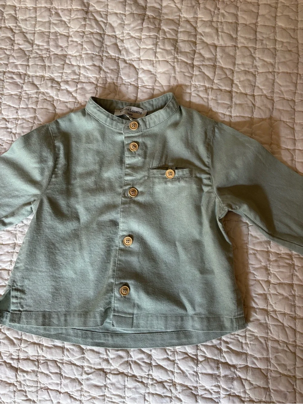 Baby Petite Lucette Paris Sage Green Button-Front Top